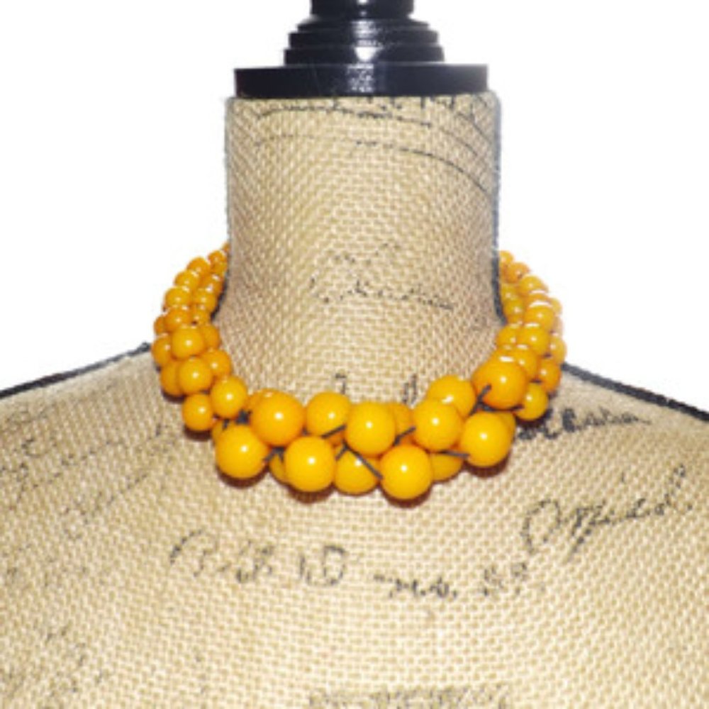 Orange Cluster Beaded Choker